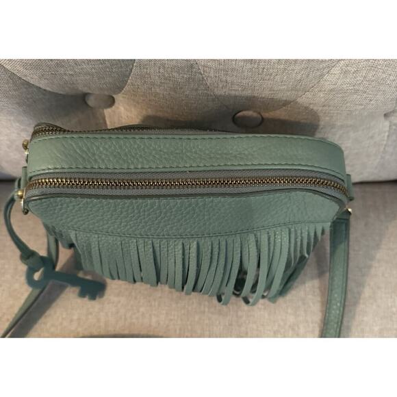 Fossil Sydney Fringe Blue Leather Small Crossbody Bag - Picture 5 of 14